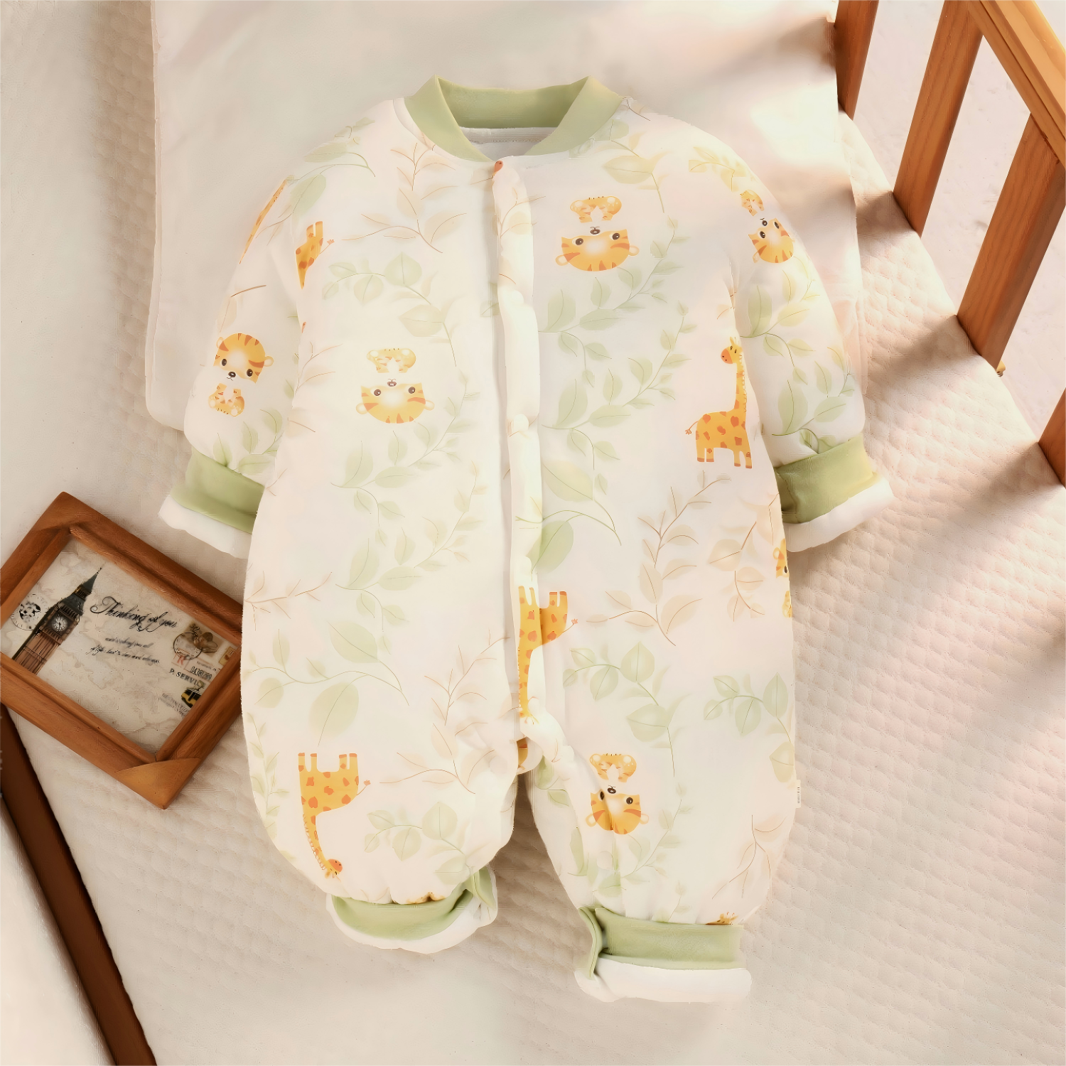 秋冬新生儿150g夹棉棉服宝宝爬服加厚婴幼儿连体衣棉服男女宝宝