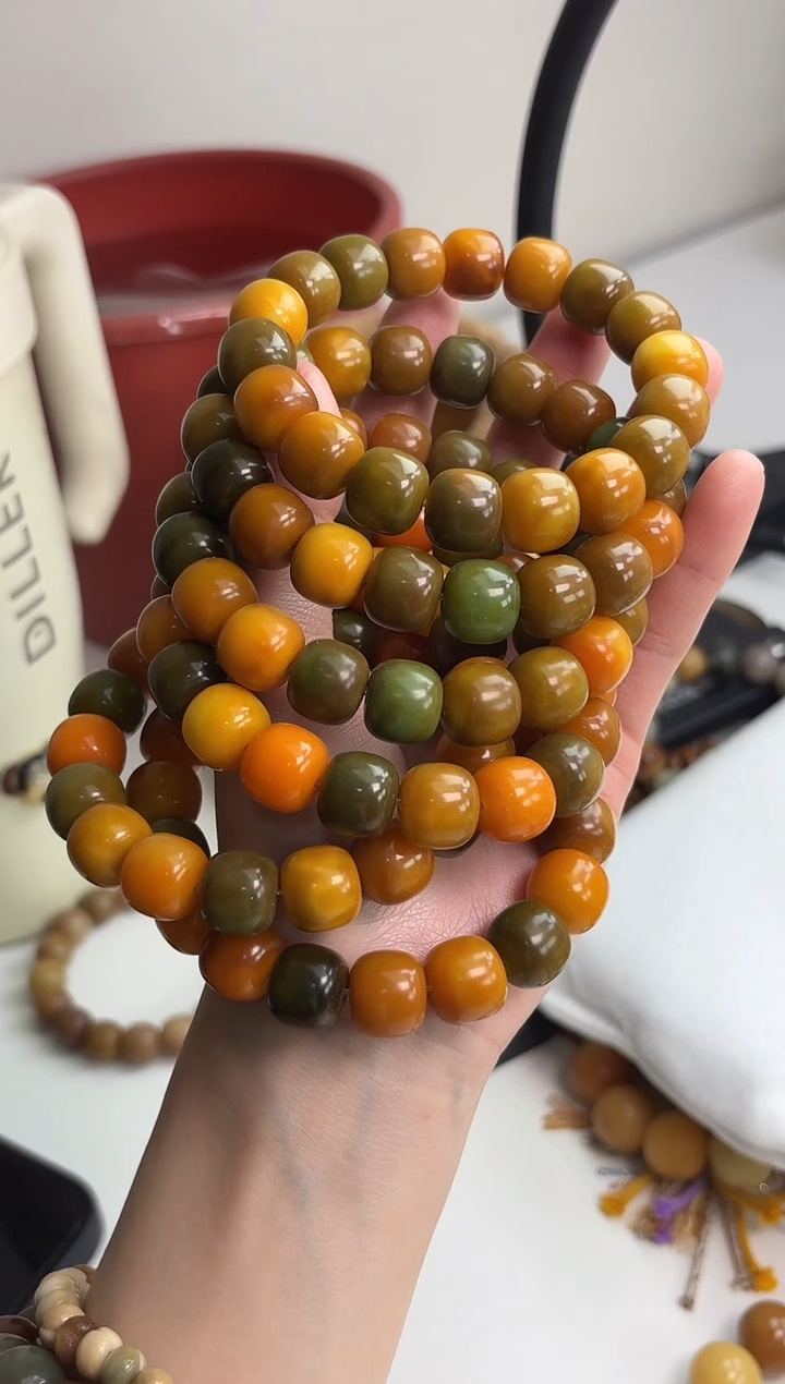 手串菩提根/象牙果r75万圣节玉化桶珠11*13mm手串随机