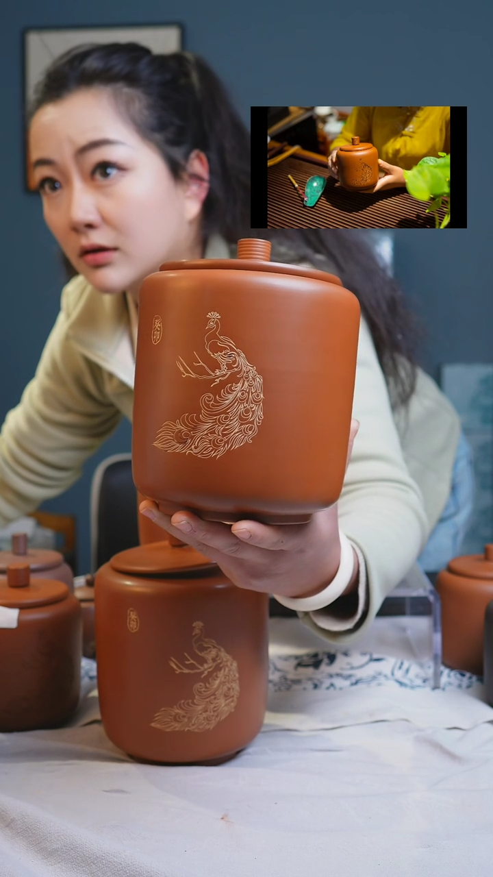 【闪购商品】建水紫陶全手工茶叶罐阴刻阳填微瑕