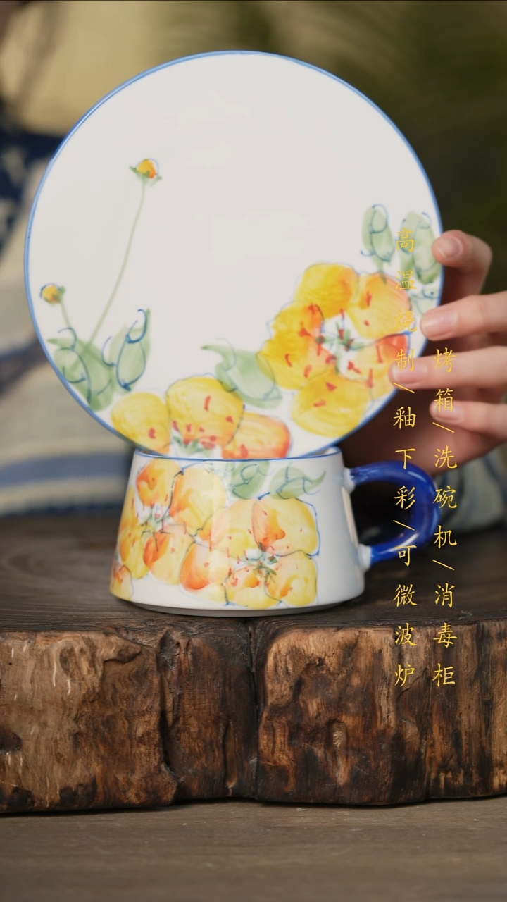 瓷片景德镇高温釉下彩可微波烤箱洗碗机