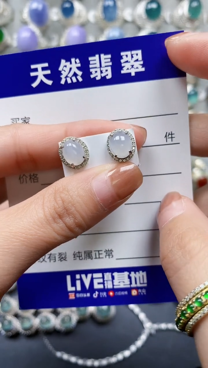 【闪购商品】翡翠耳饰银S925镶嵌0560