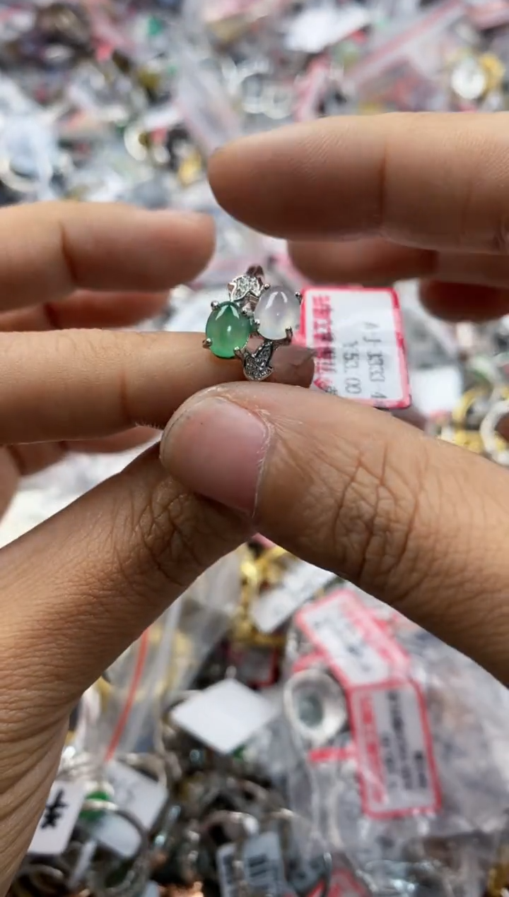 银S925镶嵌戒指翡翠1 3                   6