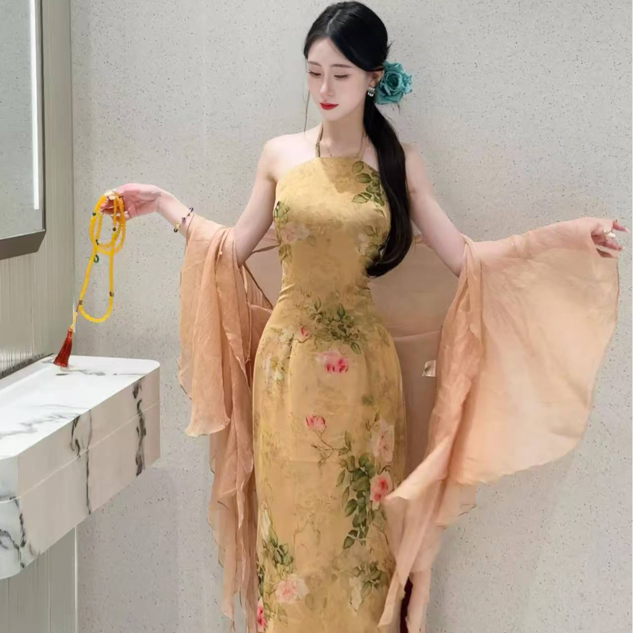 LHMknk1画报夫人原创自制国风女装改良夏季旗袍 古色古香肚兜裙