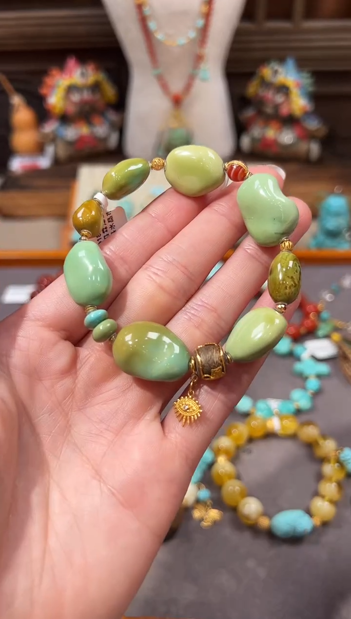 18K金镶嵌绿松石手链绿松石手链