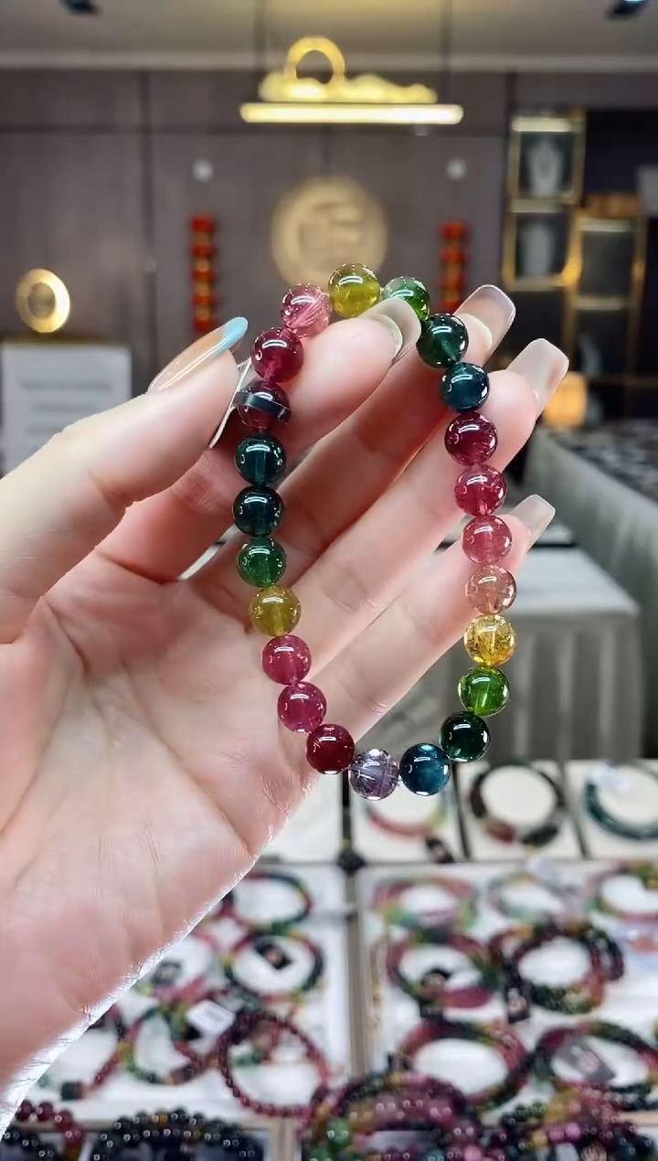 【闪购商品】碧玺收藏级单圈手串8mm+未镶嵌一物一证dan