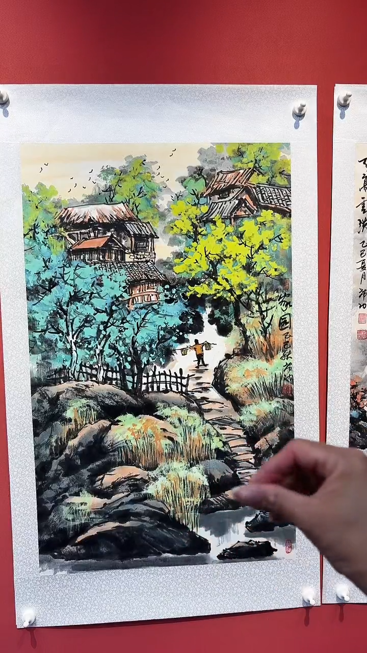 国画高希功六尺三开