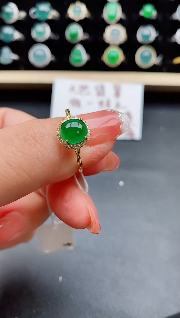 【闪购商品】翡翠戒指银S925镶嵌08000