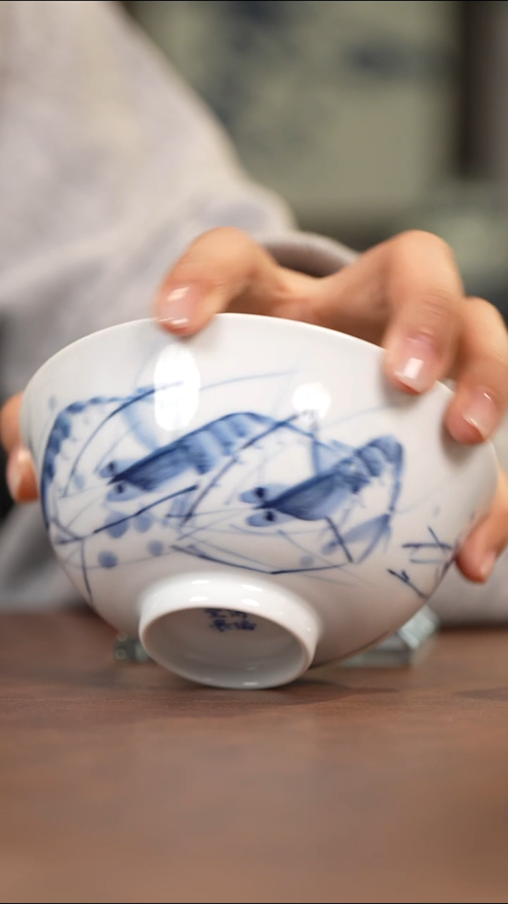 杯景德镇手绘虾碗