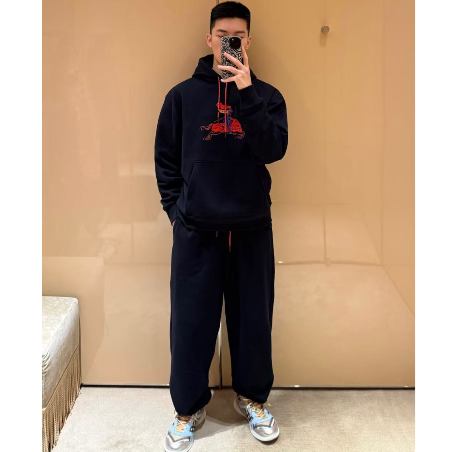 男士过年系列连帽长袖卫衣套装