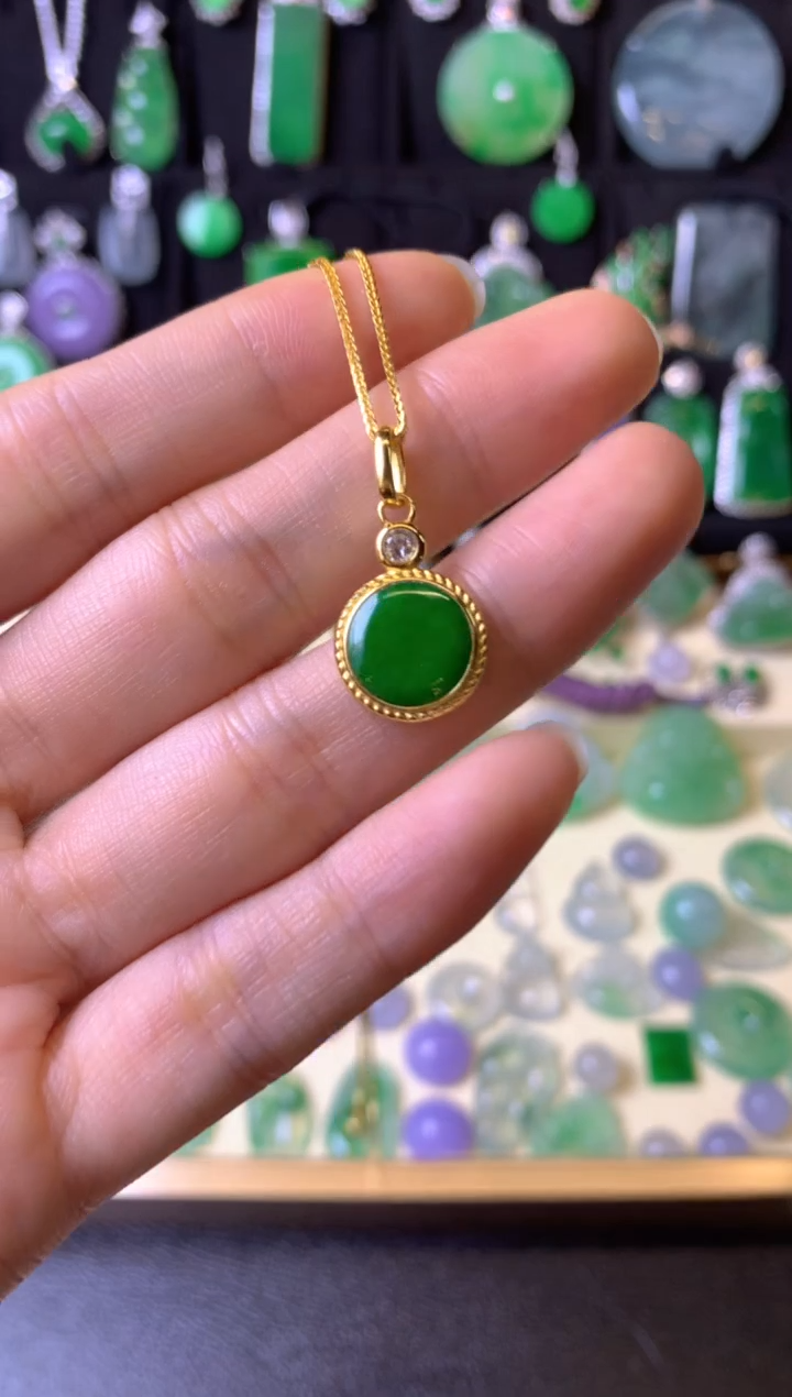 【闪购商品】翡翠颈饰银S925镶嵌成品吊坠含链