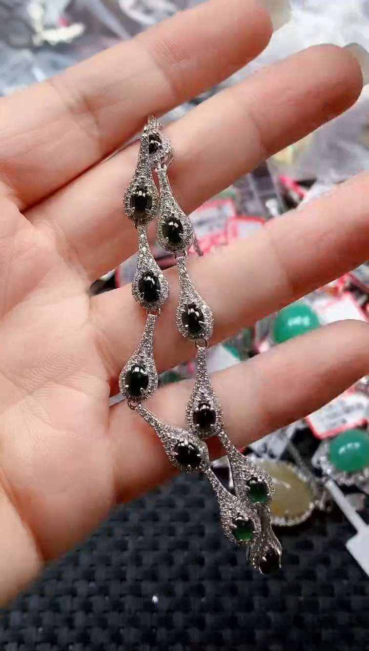 银S925镶嵌戒指翡翠天然A货缅甸翡翠