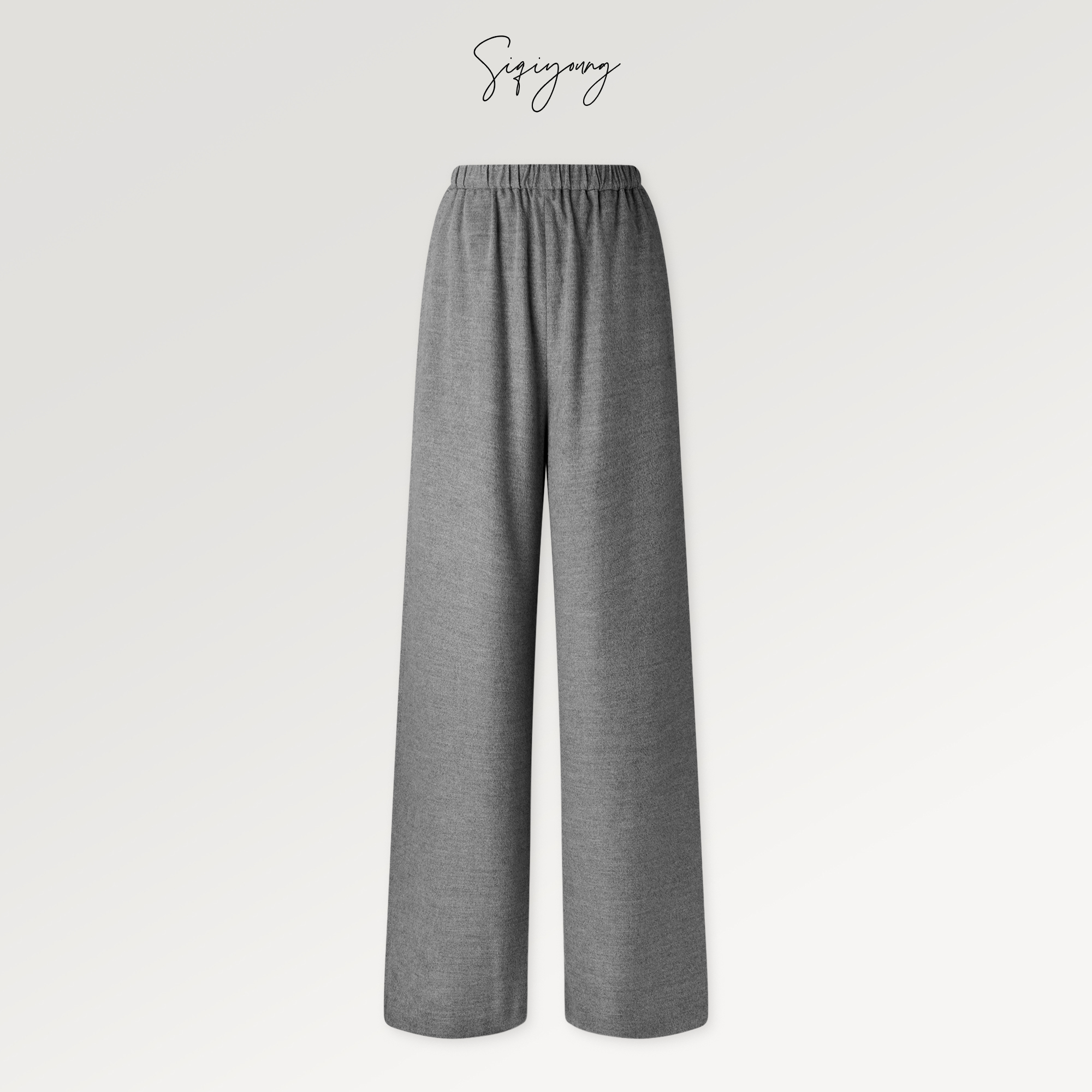 SIQIYOUNG 清平调-松紧腰直筒长裤