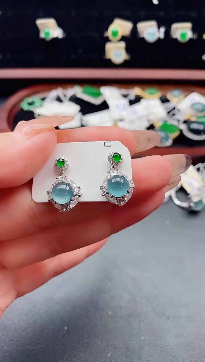 银S925镶嵌戒指翡翠1