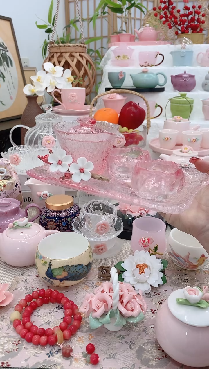 瓷片浪漫樱花粉色茶具20251207582