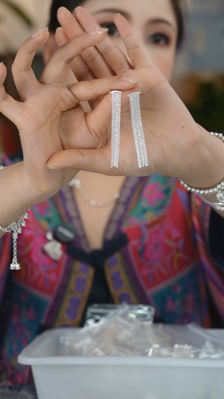 无足银足银长流苏耳环