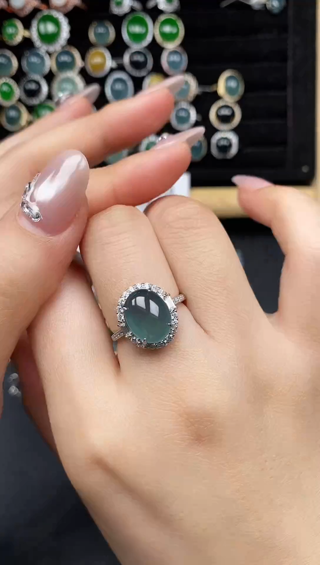 银S925镶嵌戒指翡翠111