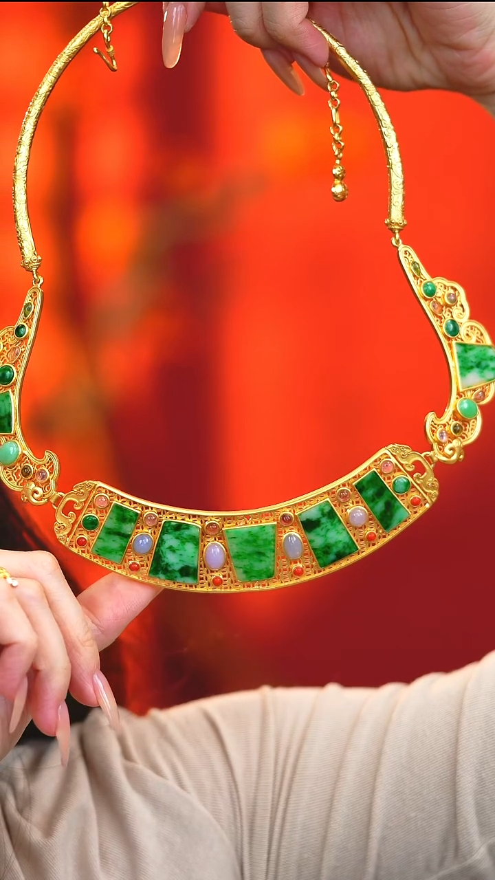 项圈银S925镶嵌翡翠新款