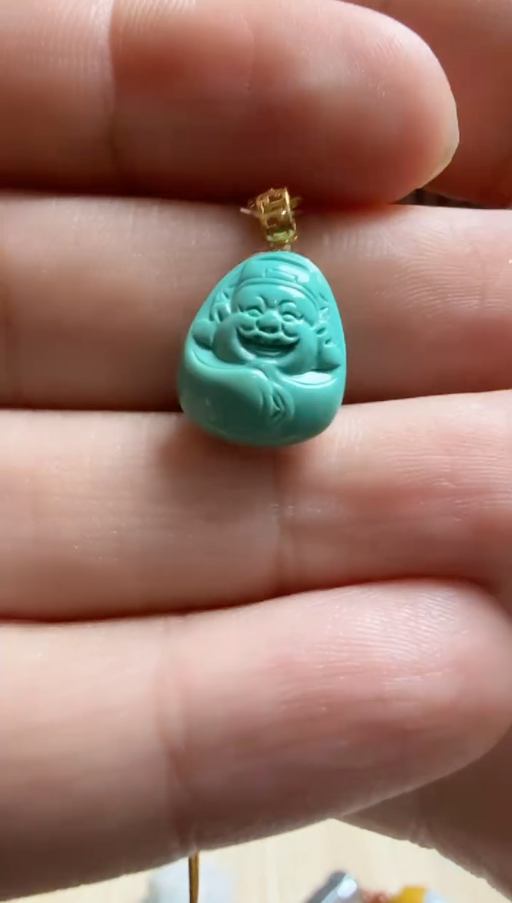 18K金镶嵌绿松石挂件LUF-049