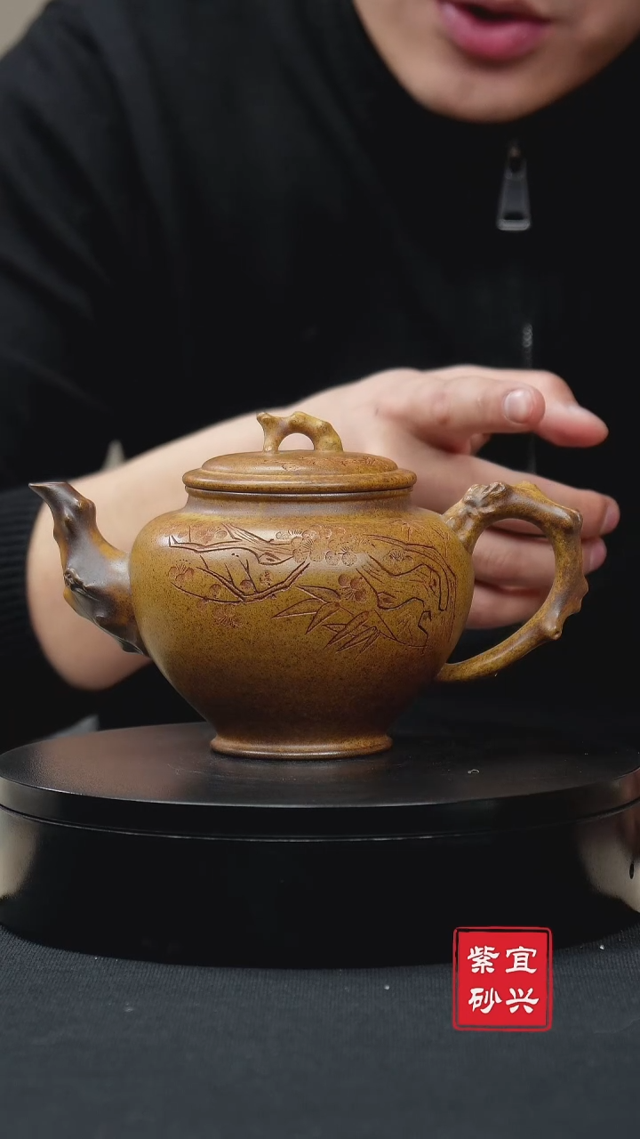 【闪购商品】紫砂茶壶36龙骨金砂柴烧报春壶