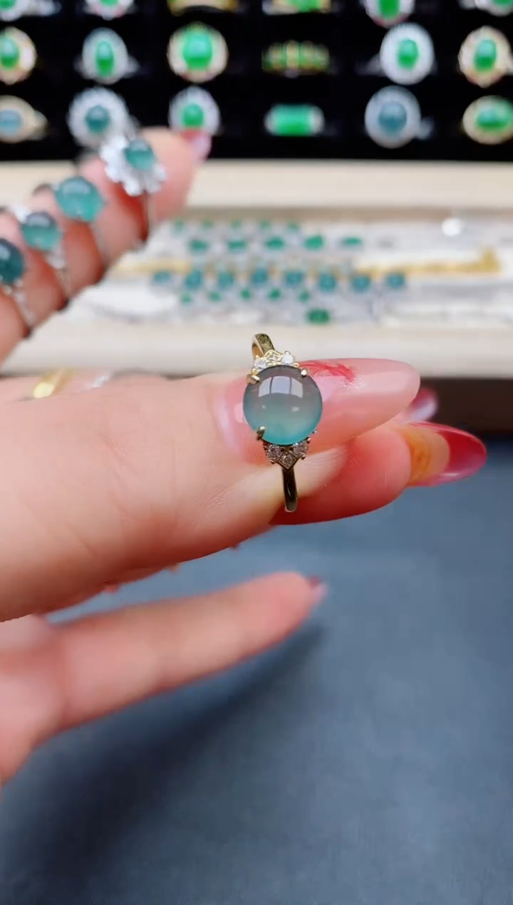 【闪购商品】翡翠戒指银S925镶嵌6096