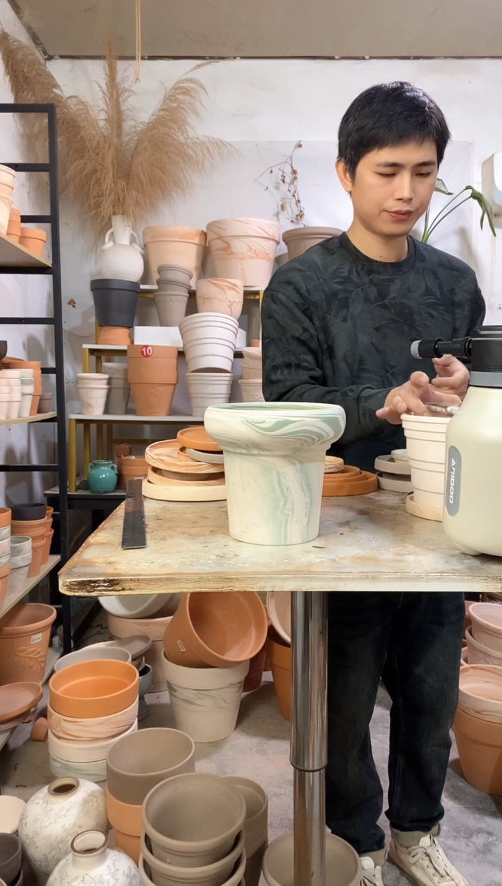 18*17绿白陶蘑菇 1盆无托