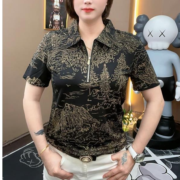 欧货男装轻奢翻领上衣百搭潮流男士时尚休闲短袖薄款个性网红修身