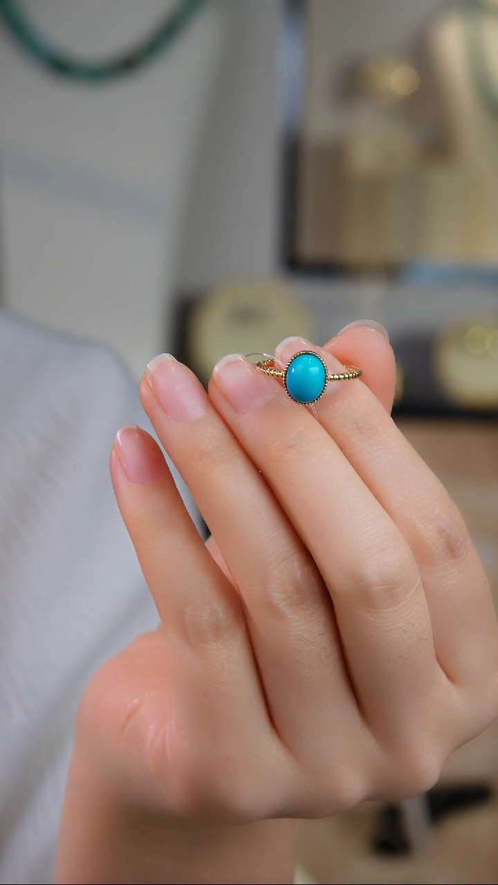 18K金镶嵌绿松石戒指1