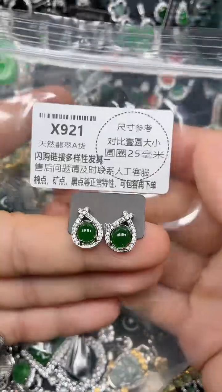 颈饰未镶嵌翡翠X921耳钉