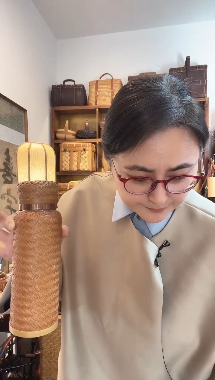 py156大漆篾编温显保温杯