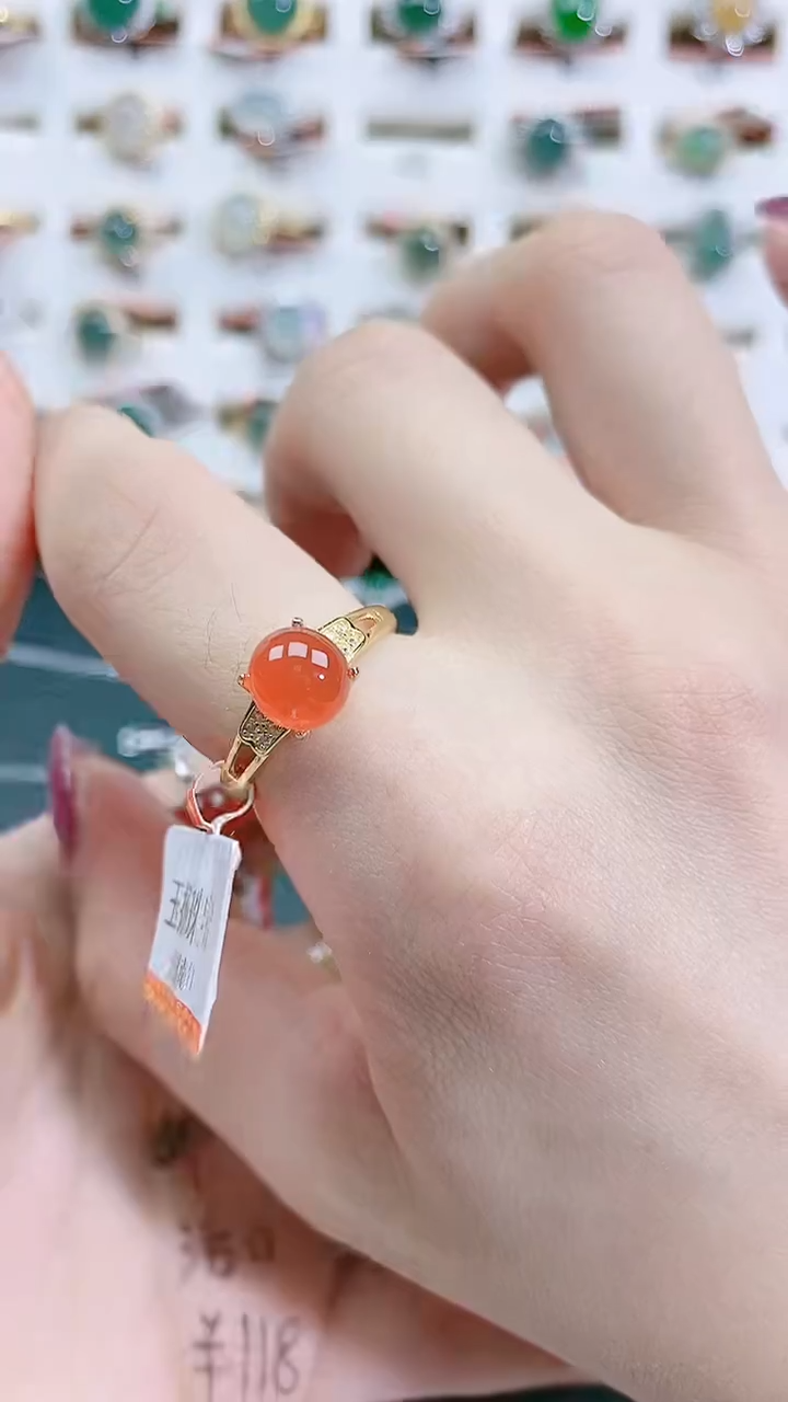 银S925镶嵌戒指南红玛瑙天然南红