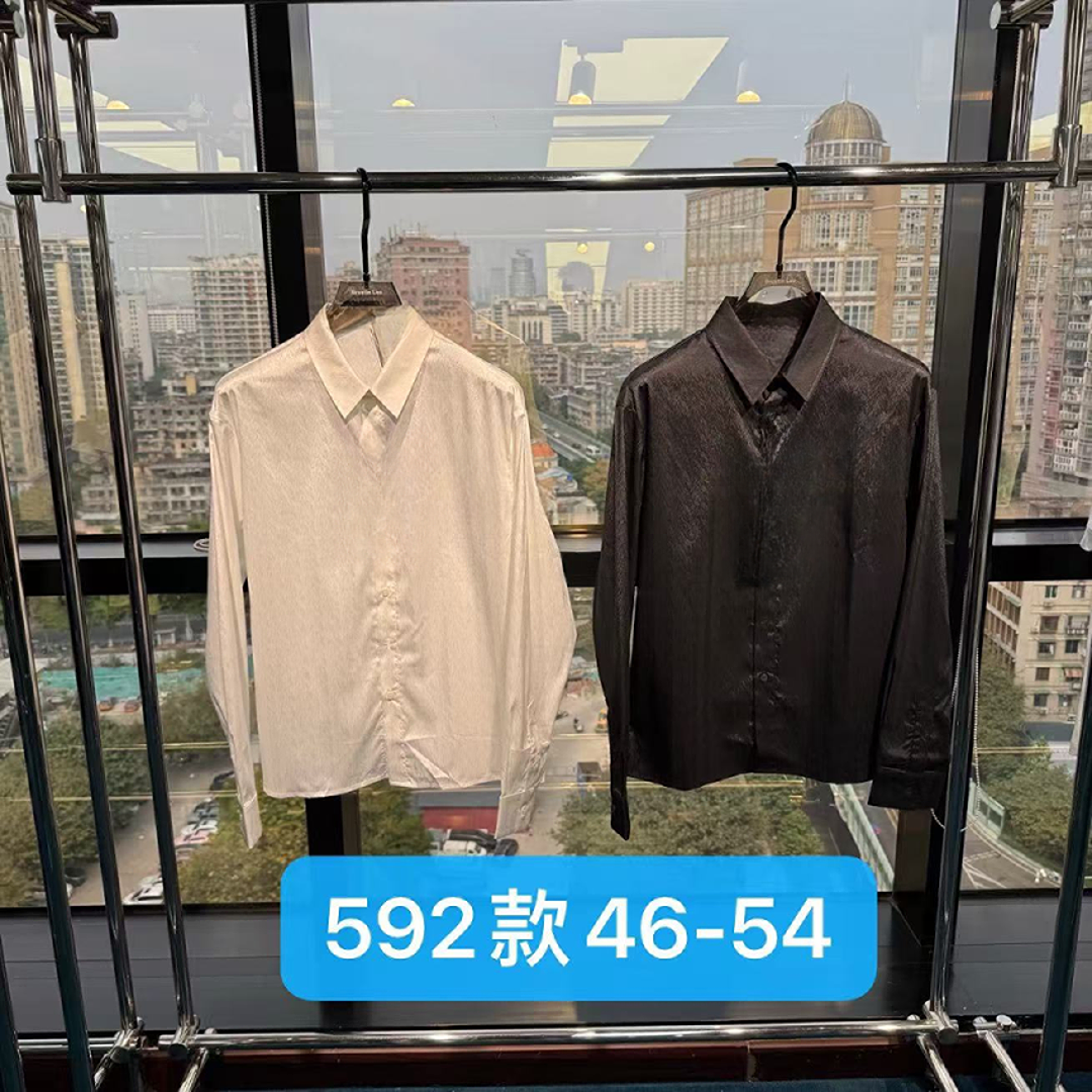 纯色长袖纽扣男常规款宽松型衬衫青春活力印花ins风592