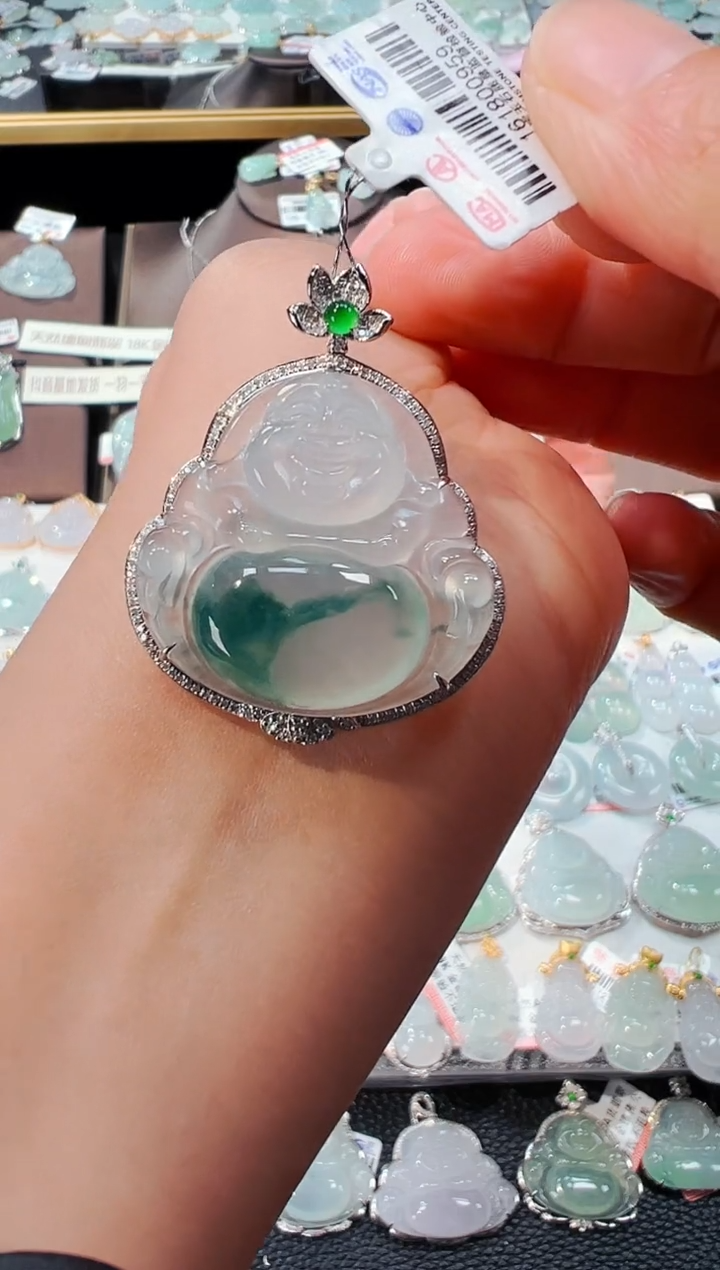 【闪购商品】翡翠吊坠(不含链)18K金镶嵌佛公吊坠959