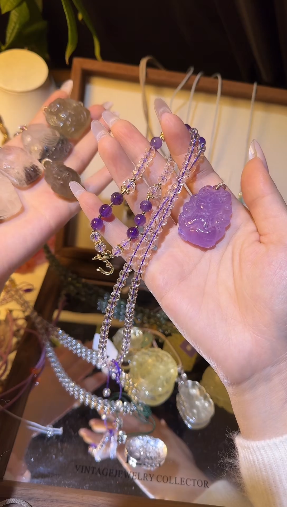 吊坠(赠链)未镶嵌水晶紫水晶九尾娘娘珠链款