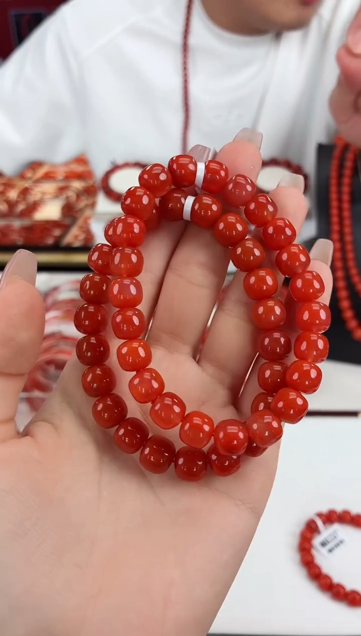 南红玛瑙瓦西老型手串9+未镶嵌（多样式发其一）