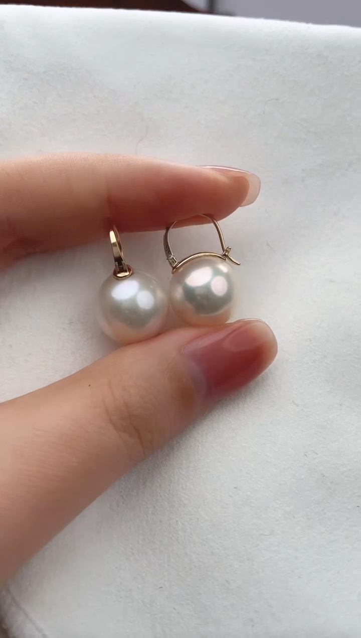 【闪购商品】淡水珍珠耳饰18K金镶嵌13-14
