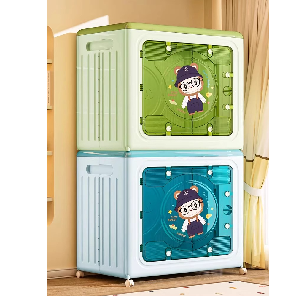 多功能收纳箱大容量超大家用收纳柜翻盖带滑轮可折叠衣物储物柜