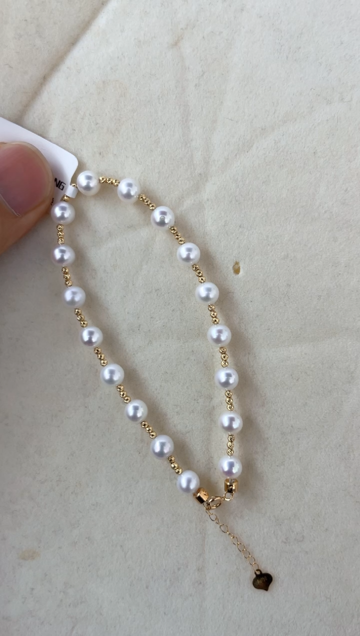 【闪购商品】淡水珍珠手链18K金镶嵌手链