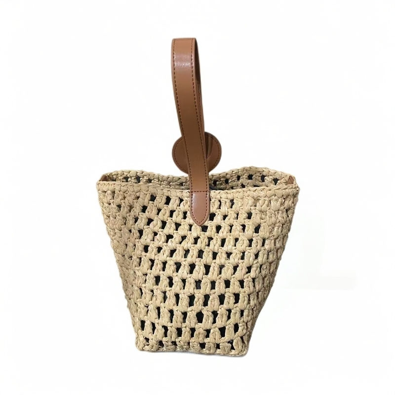 LQ-WITH-QUEEN真皮女包编织篮子棕色0654