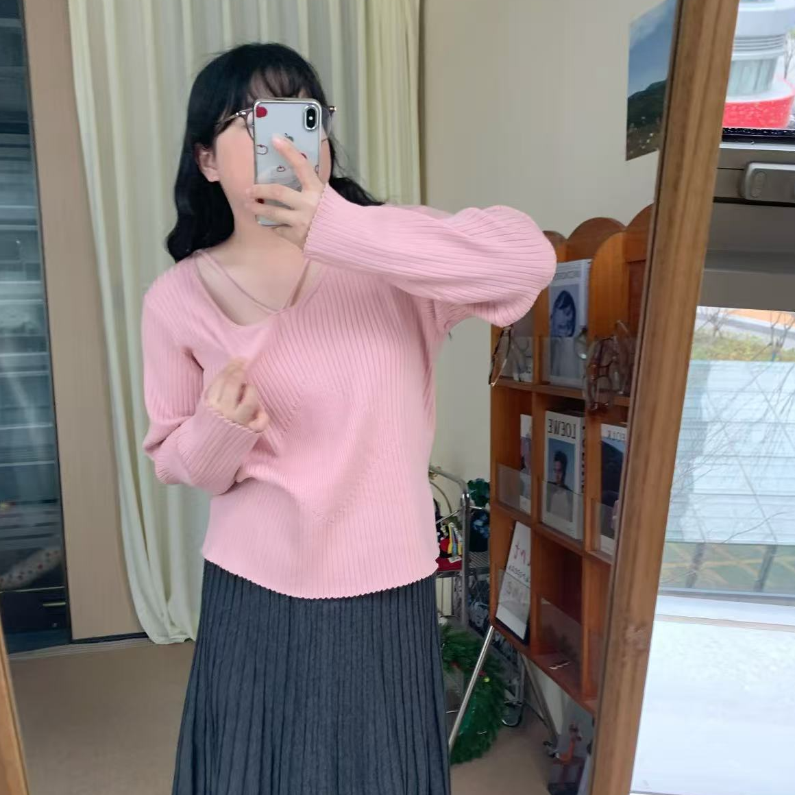 【陈鱼白】2025冬季大码女装新款针织打底衫纯欲风长袖上衣3850