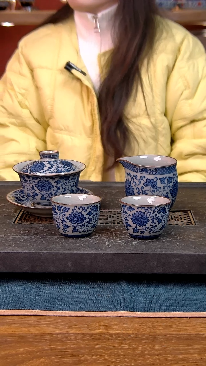 简装家用款4件套 老陶泥开片纹陶瓷茶具
