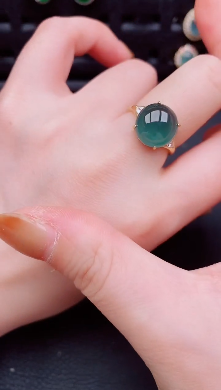 【闪购商品】翡翠戒指银S925镶嵌天然a货翡翠266
