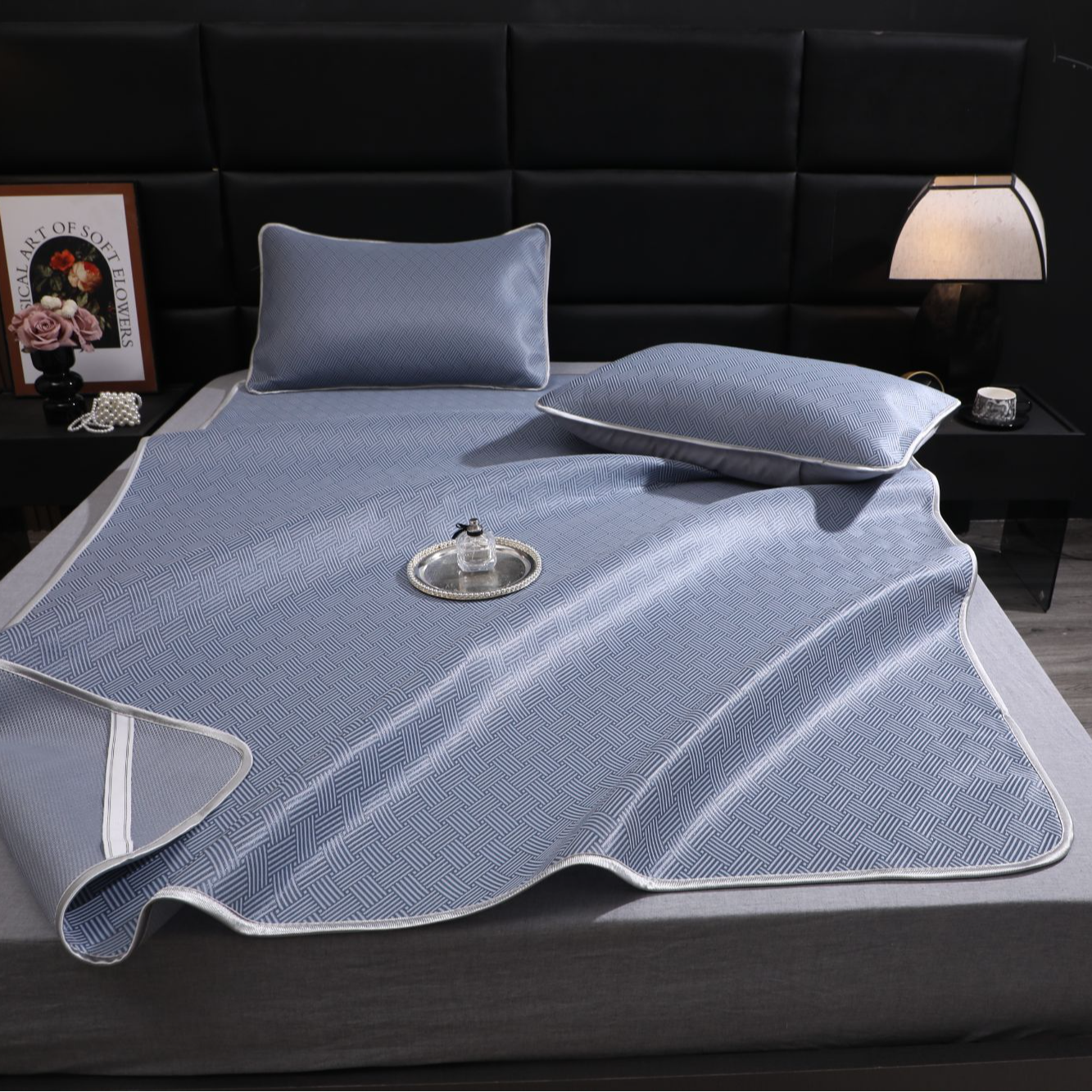 平铺款A类抗菌夏季三明治凉席可裸睡宿舍软凉席空调席-冰丝饼干花