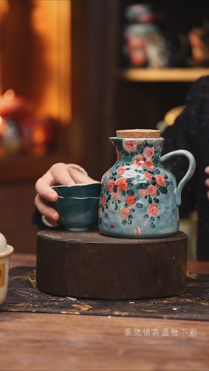 陶瓷景德镇高温釉下手绘陶瓷@L748@