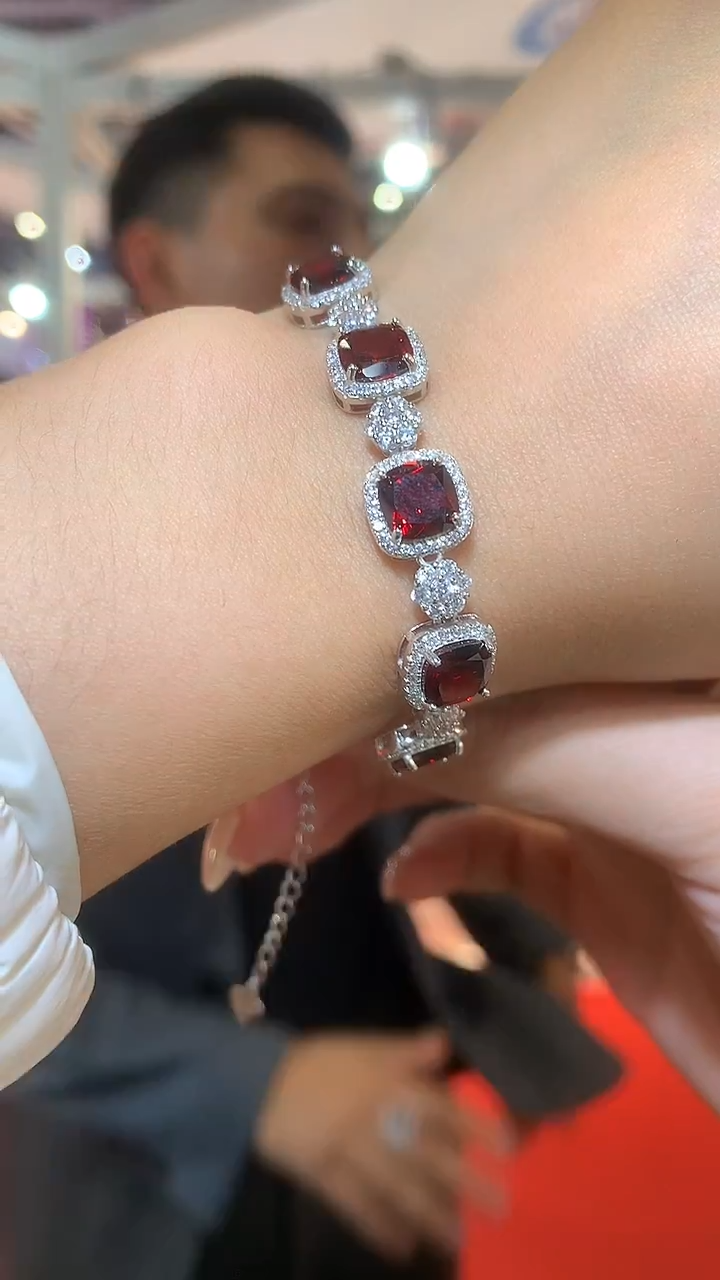 银S925镶嵌手链石榴石【宝石世家严选】