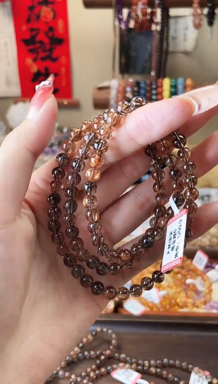 【闪购商品】水晶手串未镶嵌黑金超6mm三圈