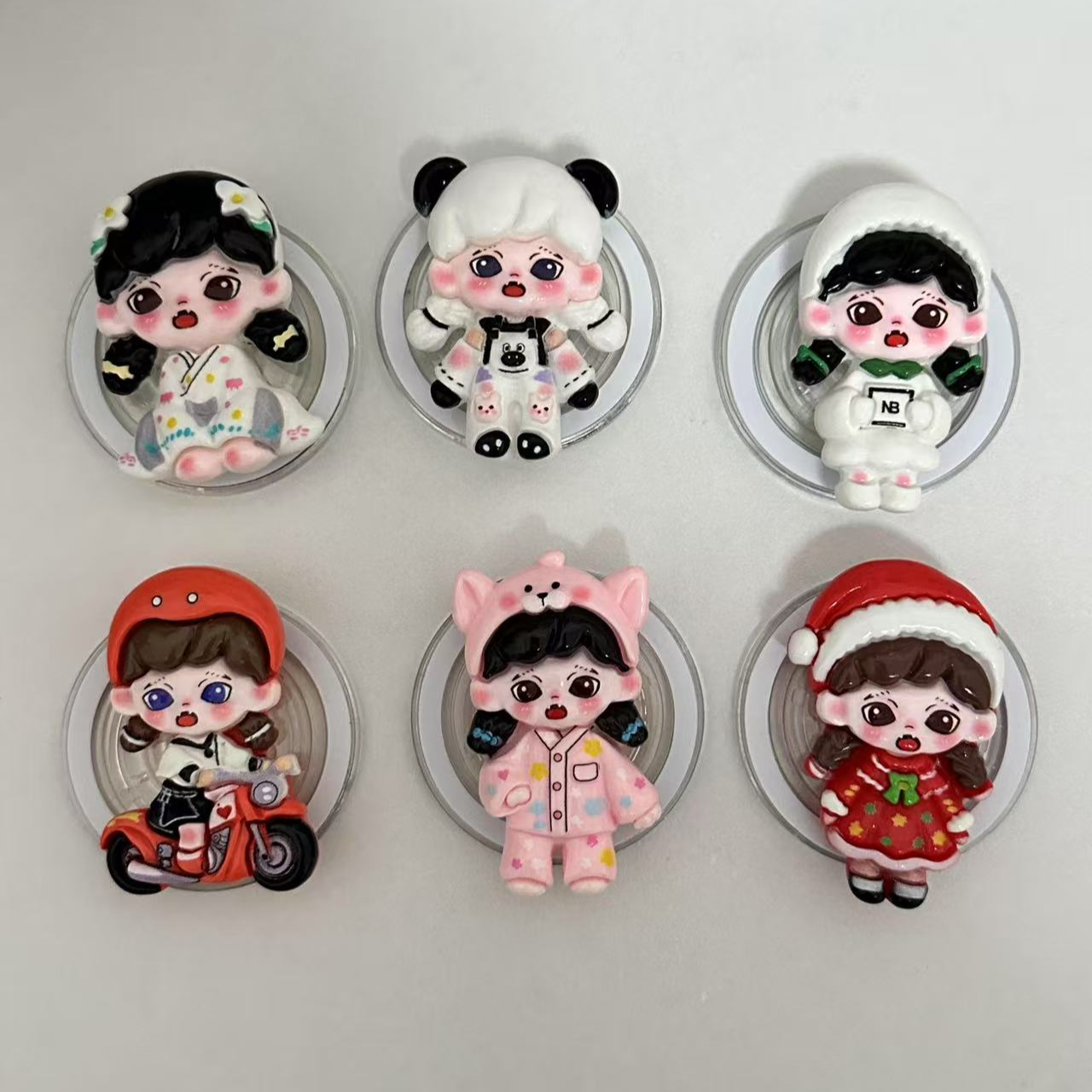 摩托捣蛋卡通手机气囊ins磁吸支架可爱泡泡玛特系列可旋转伸缩DIY