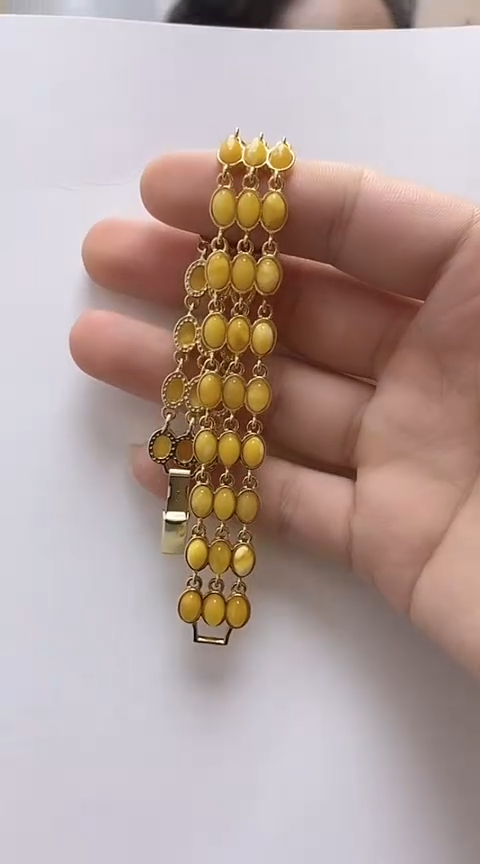 【闪购商品】琥珀裸石银S925镶嵌蜜蜡手链