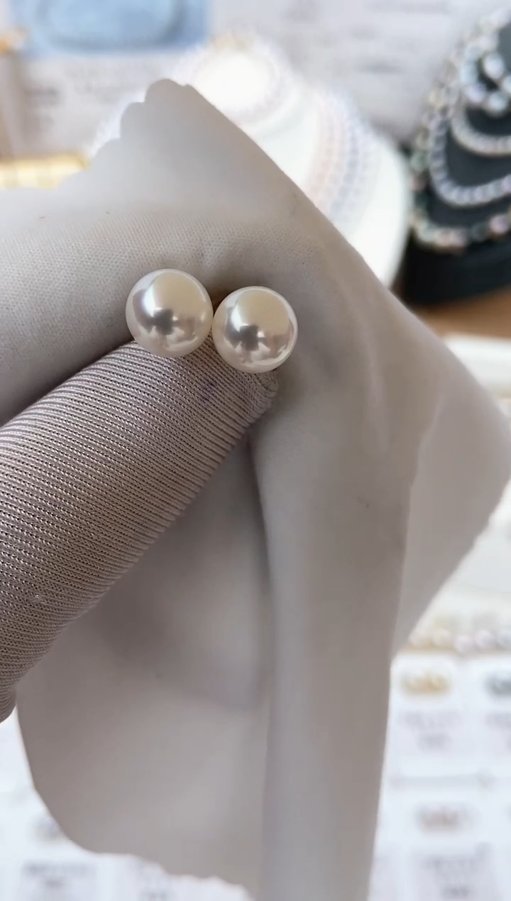 【闪购商品】海水珍珠耳饰18K金镶嵌特选福利8-8.5mm不退不换