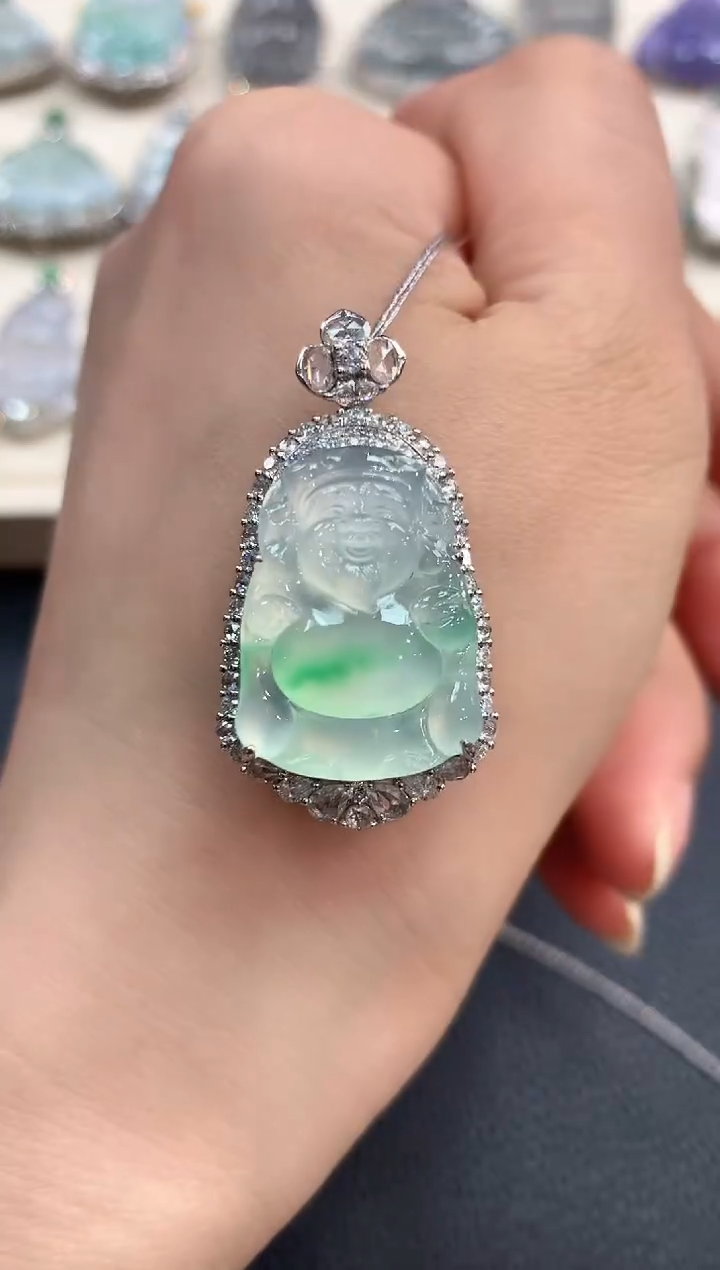 【闪购商品】翡翠吊坠(不含链)18K金镶嵌b195       