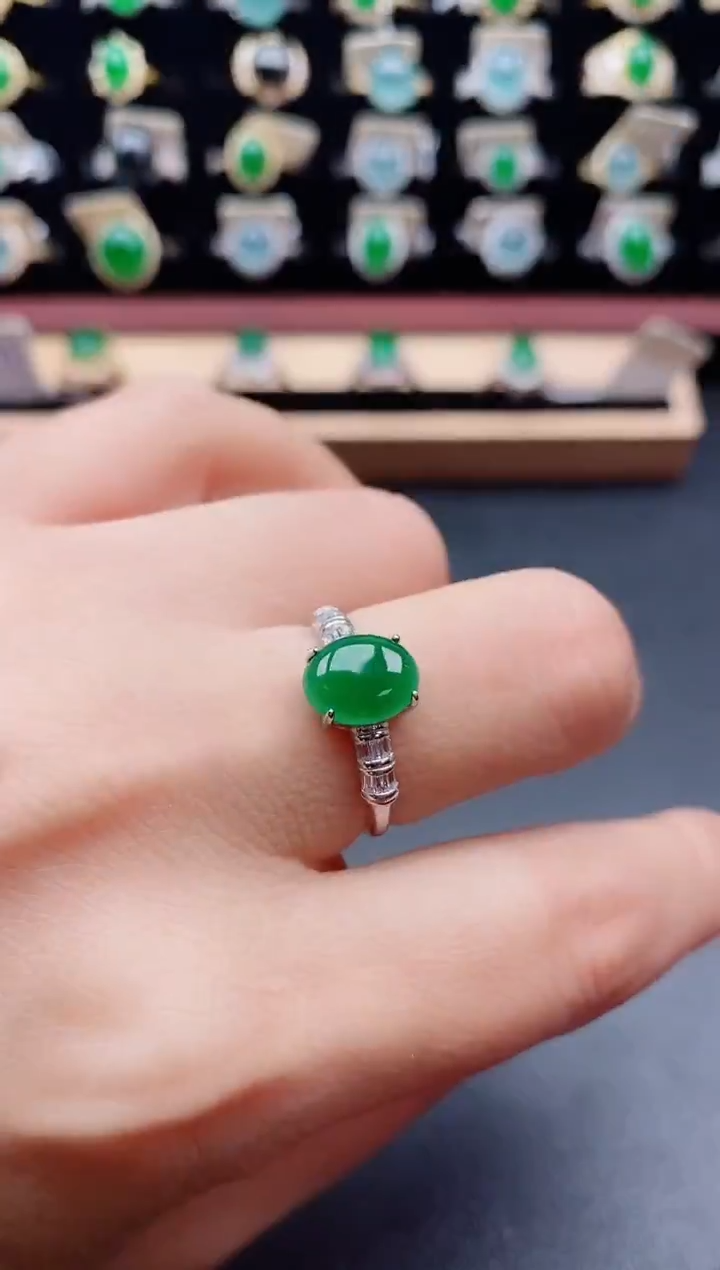 银S925镶嵌戒指翡翠1